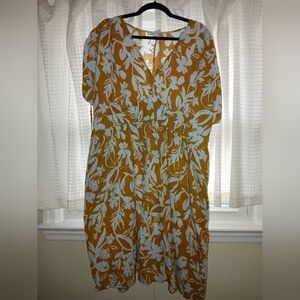 Ava And Viv Floral Mustard and Light Blue Dress